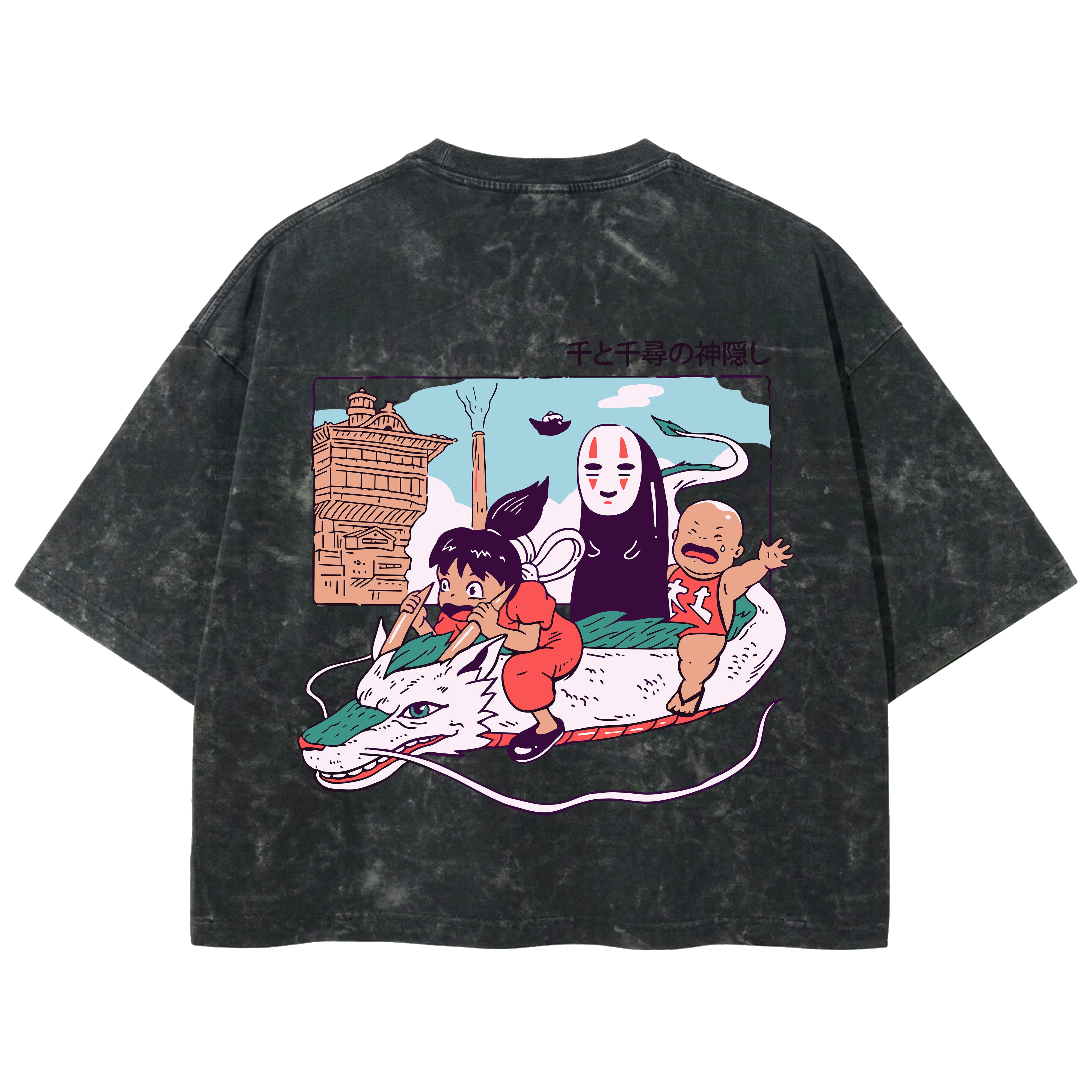 Playera streetwear premium de anime y gaming ExtraLife MX, corte boxy deluxe mineral wash heavyweight en color Acid Wash, moda urbana mexicana de culto.