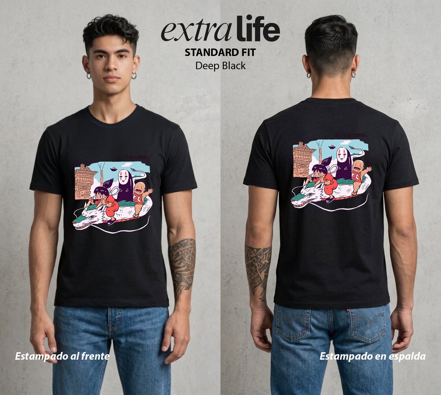El Estudio del Viento | El Equipo del Bien #04105 - Playera Standard Fit | Deep Black - Foto en modelo