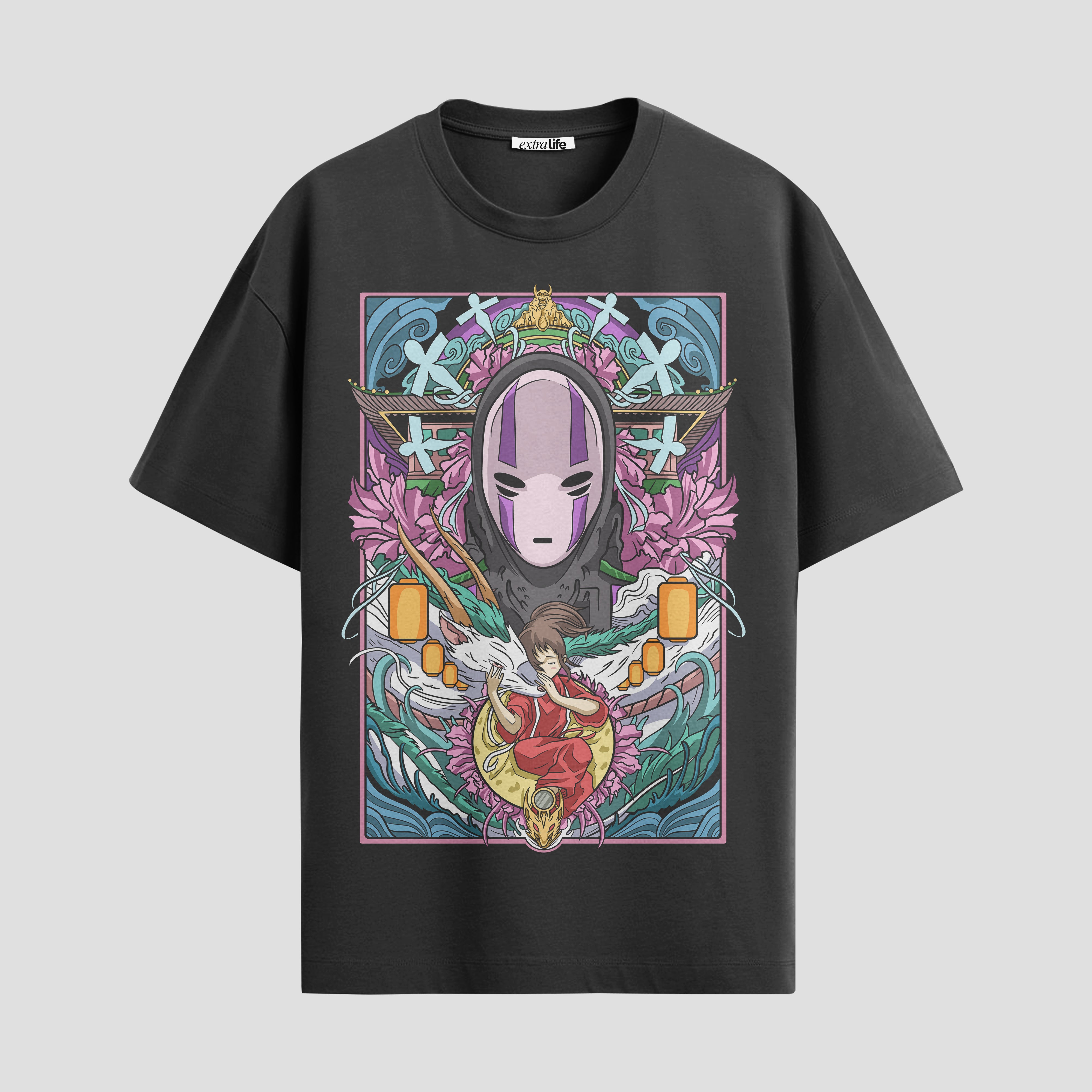 Playera urbana de anime y gaming ExtraLife MX, corte Standard Fit unisex ligero y transpirable en color Deep Black y Pure White, ropa de uso diario para gym y casual.