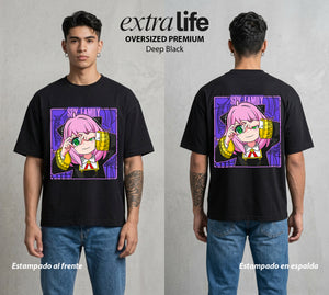 Familia de Operativos | Waku Waku del Bien #04118 - Playera Oversized Premium | Deep Black - Foto en modelo