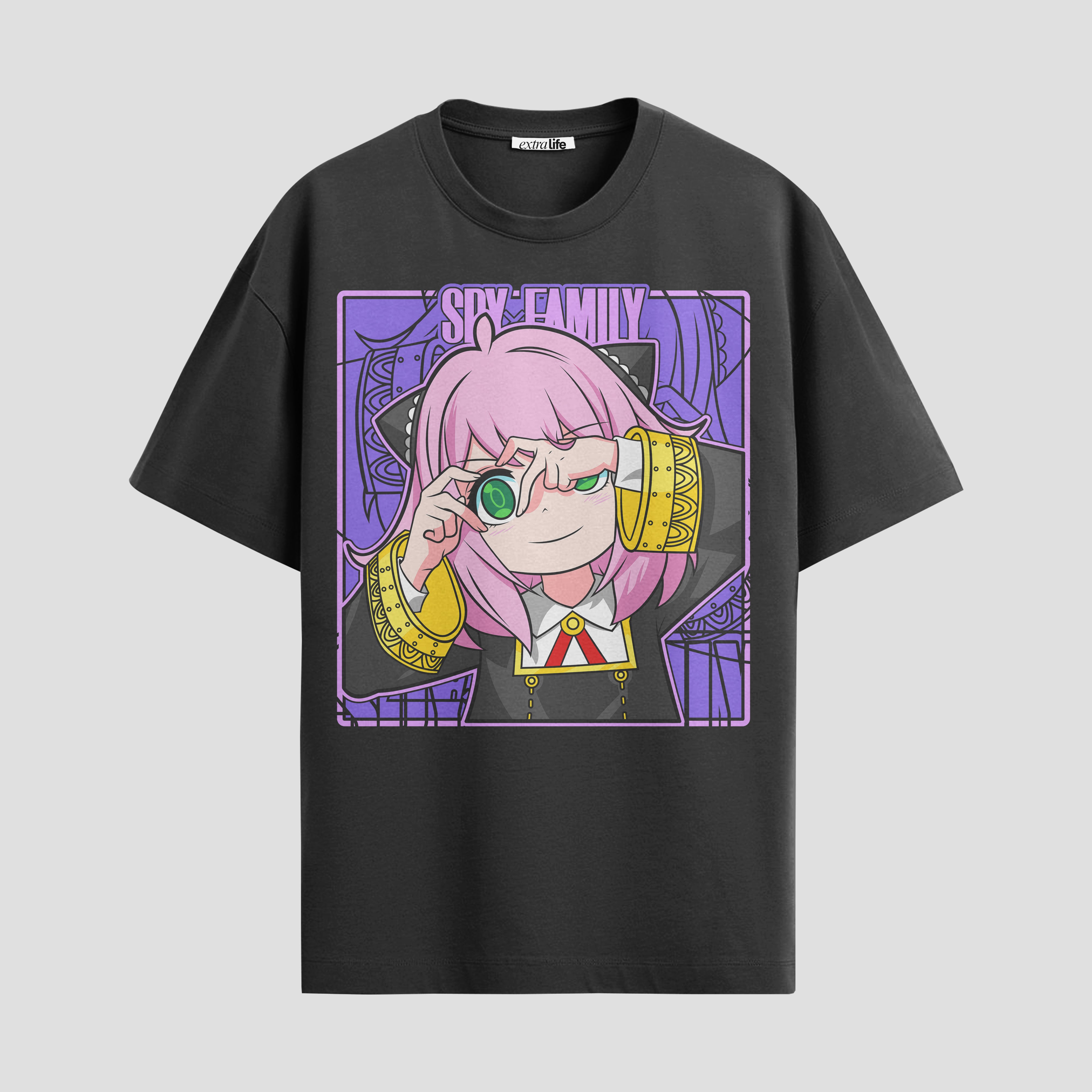 Playera urbana de anime y gaming ExtraLife MX, corte Standard Fit unisex ligero y transpirable en color Deep Black y Pure White, ropa de uso diario para gym y casual.
