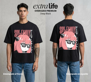 Familia de Operativos | La Mente que Todo Lee #04119 - Playera Oversized Premium | Deep Black - Foto en modelo