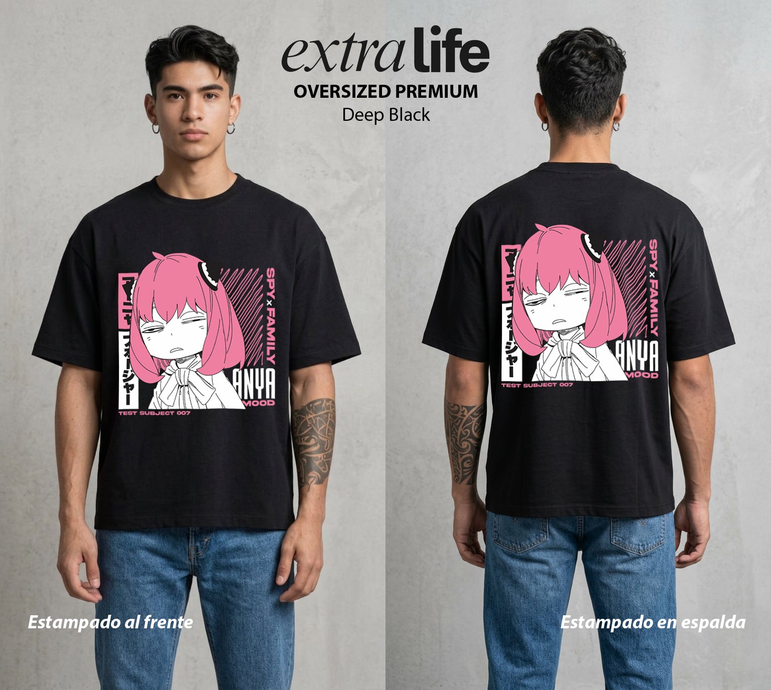 Familia de Operativos | El Secreto del Agente #04122 - Playera Oversized Premium | Deep Black - Foto en modelo