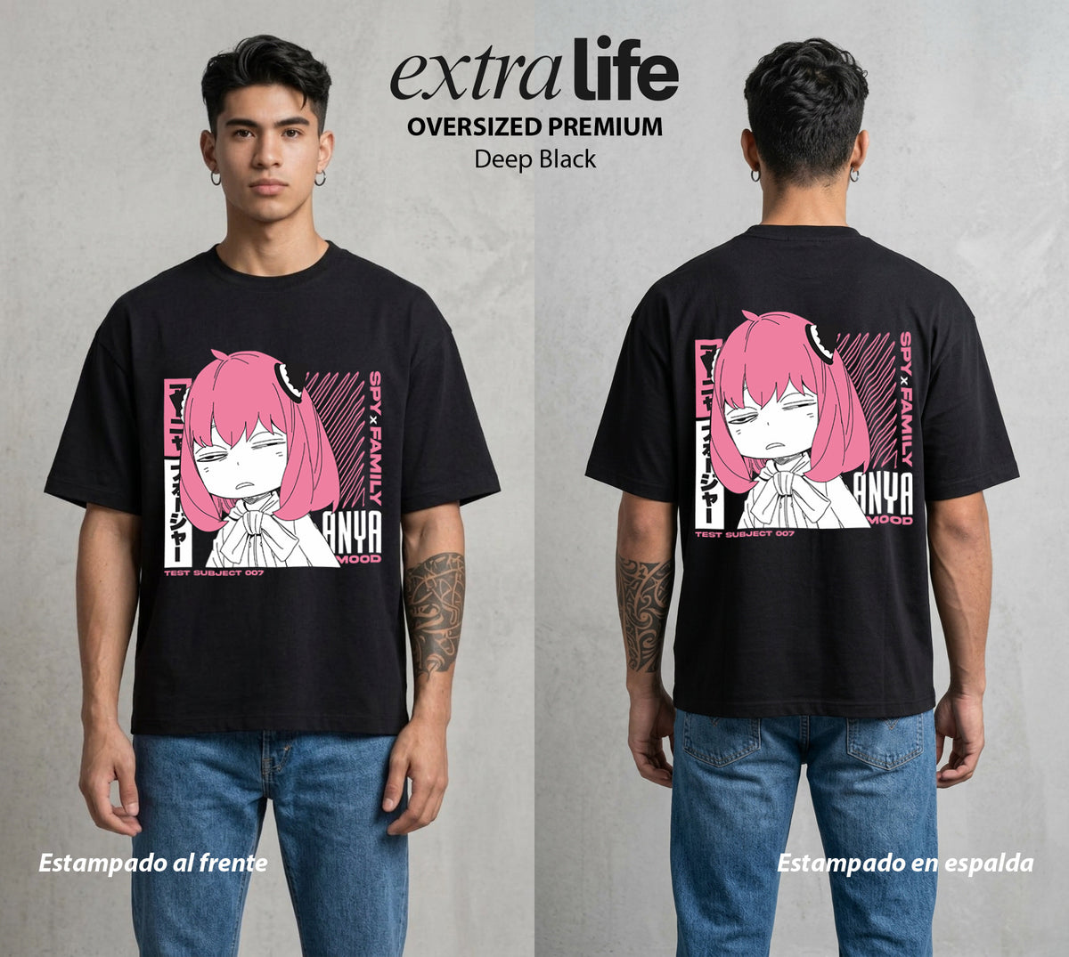 Familia de Operativos | El Secreto del Agente #04122 - Playera Oversized Premium | Deep Black - Foto en modelo