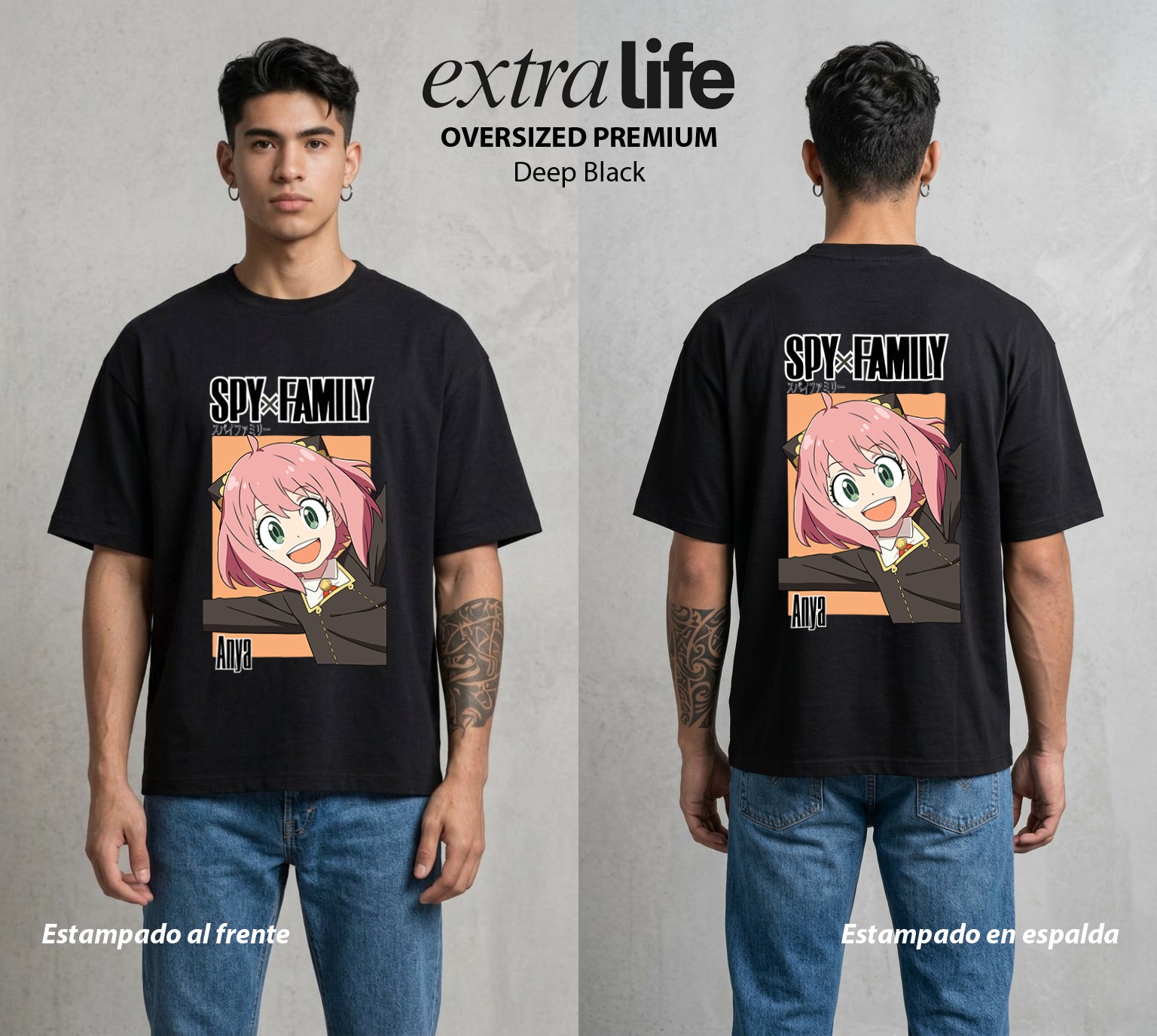 Familia de Operativos | La Agente Telepática #04123 - Playera Oversized Premium | Deep Black - Foto en modelo