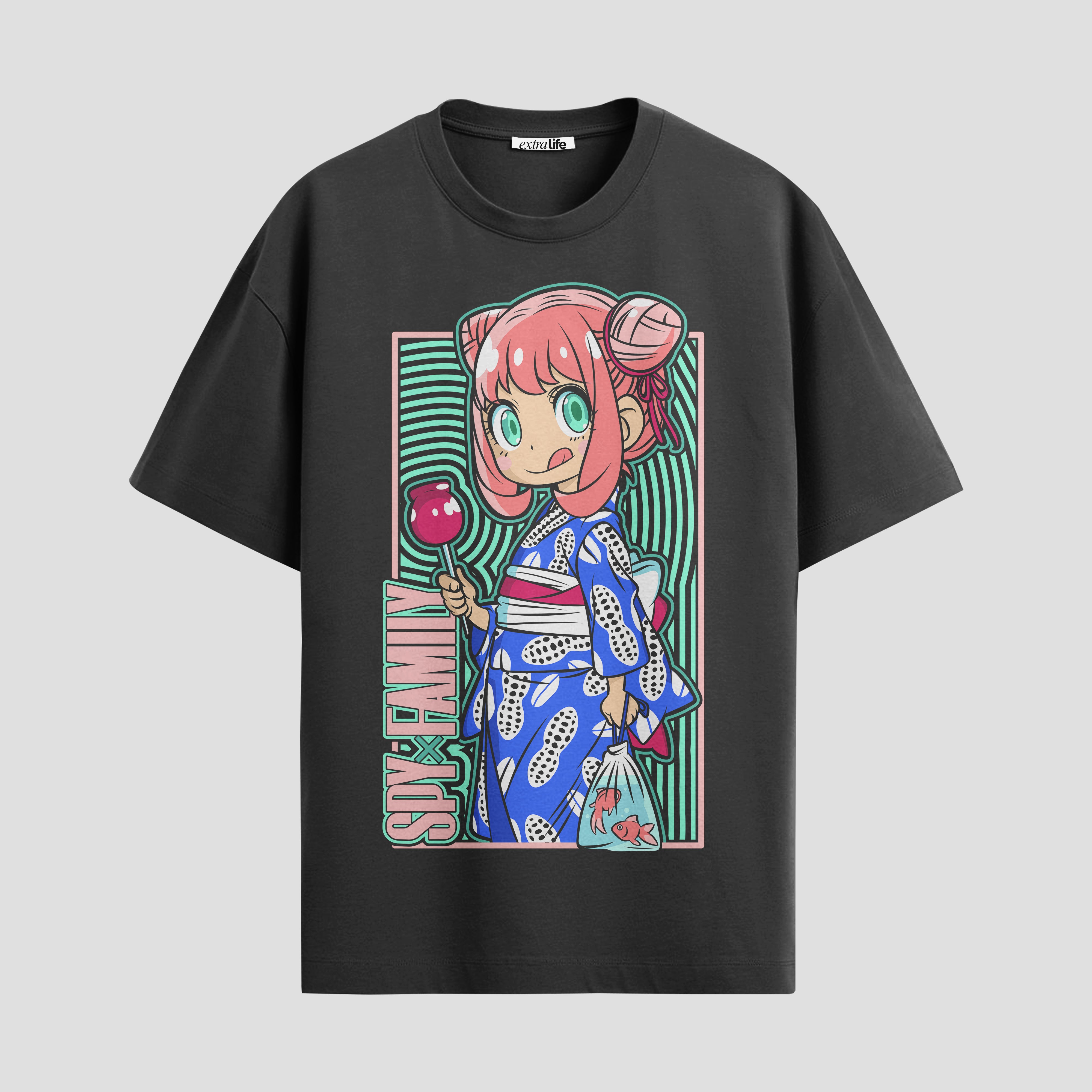 Playera urbana de anime y gaming ExtraLife MX, corte Standard Fit unisex ligero y transpirable en color Deep Black y Pure White, ropa de uso diario para gym y casual.