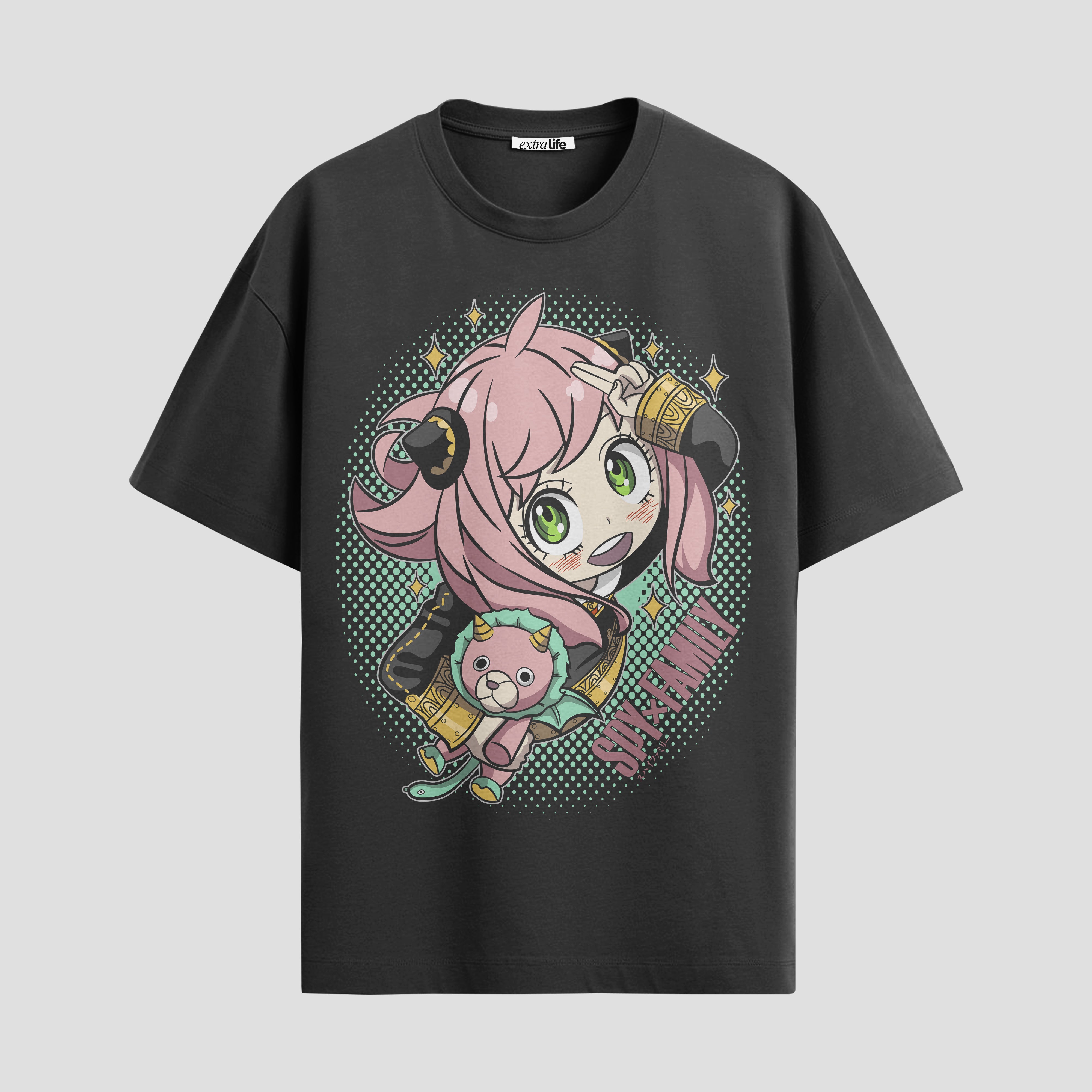 Playera urbana de anime y gaming ExtraLife MX, corte Standard Fit unisex ligero y transpirable en color Deep Black y Pure White, ropa de uso diario para gym y casual.