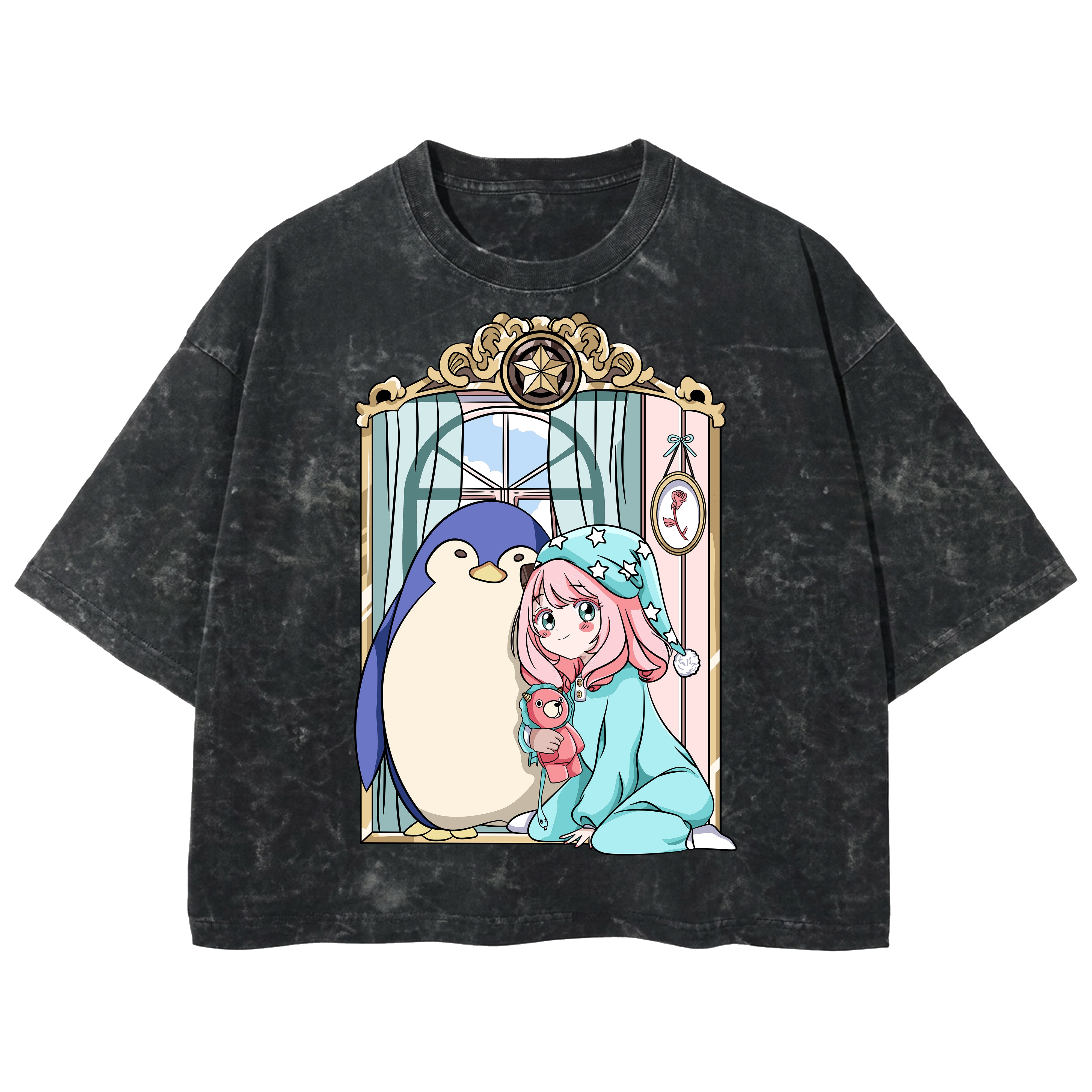 Playera streetwear premium de anime y gaming ExtraLife MX, corte boxy deluxe mineral wash heavyweight en color Acid Wash, moda urbana mexicana de culto.