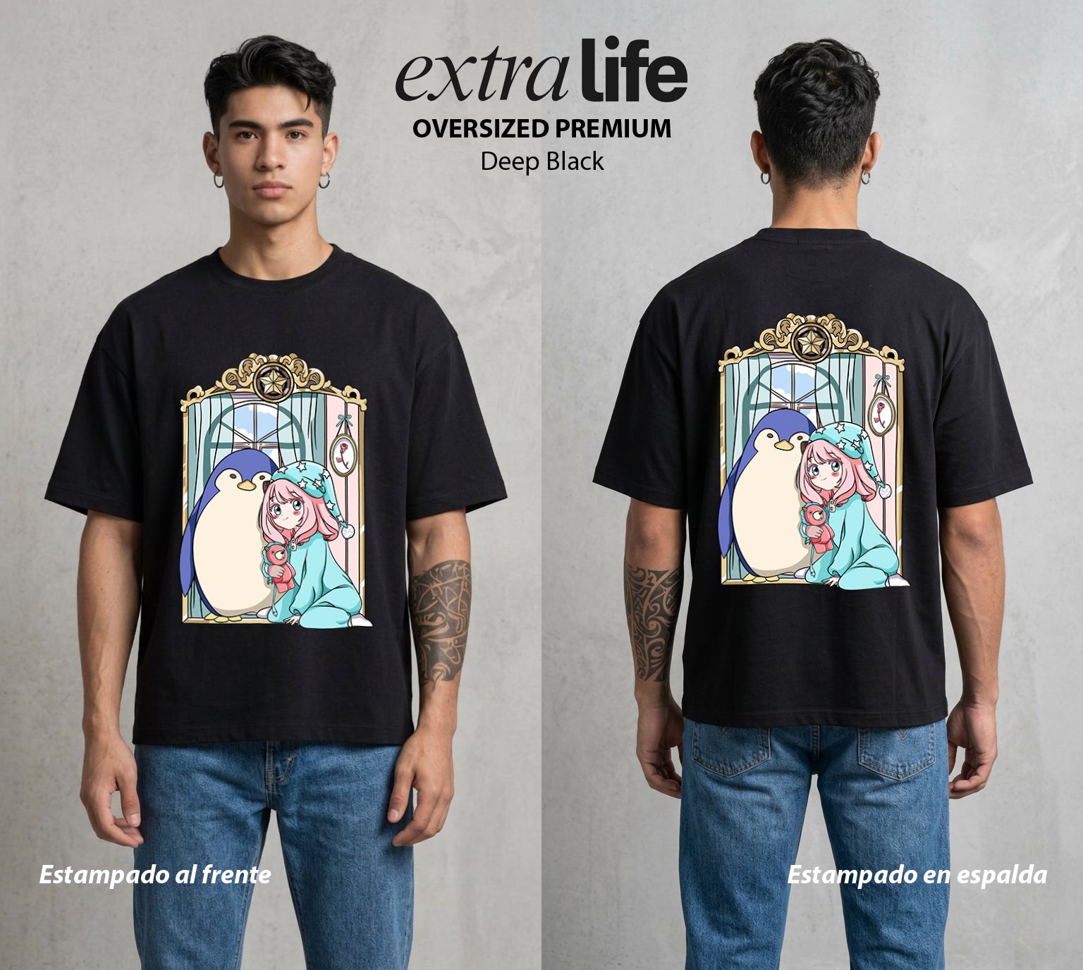 Familia de Operativos | La Agente Telepática #04139 - Playera Oversized Premium | Deep Black - Foto en modelo
