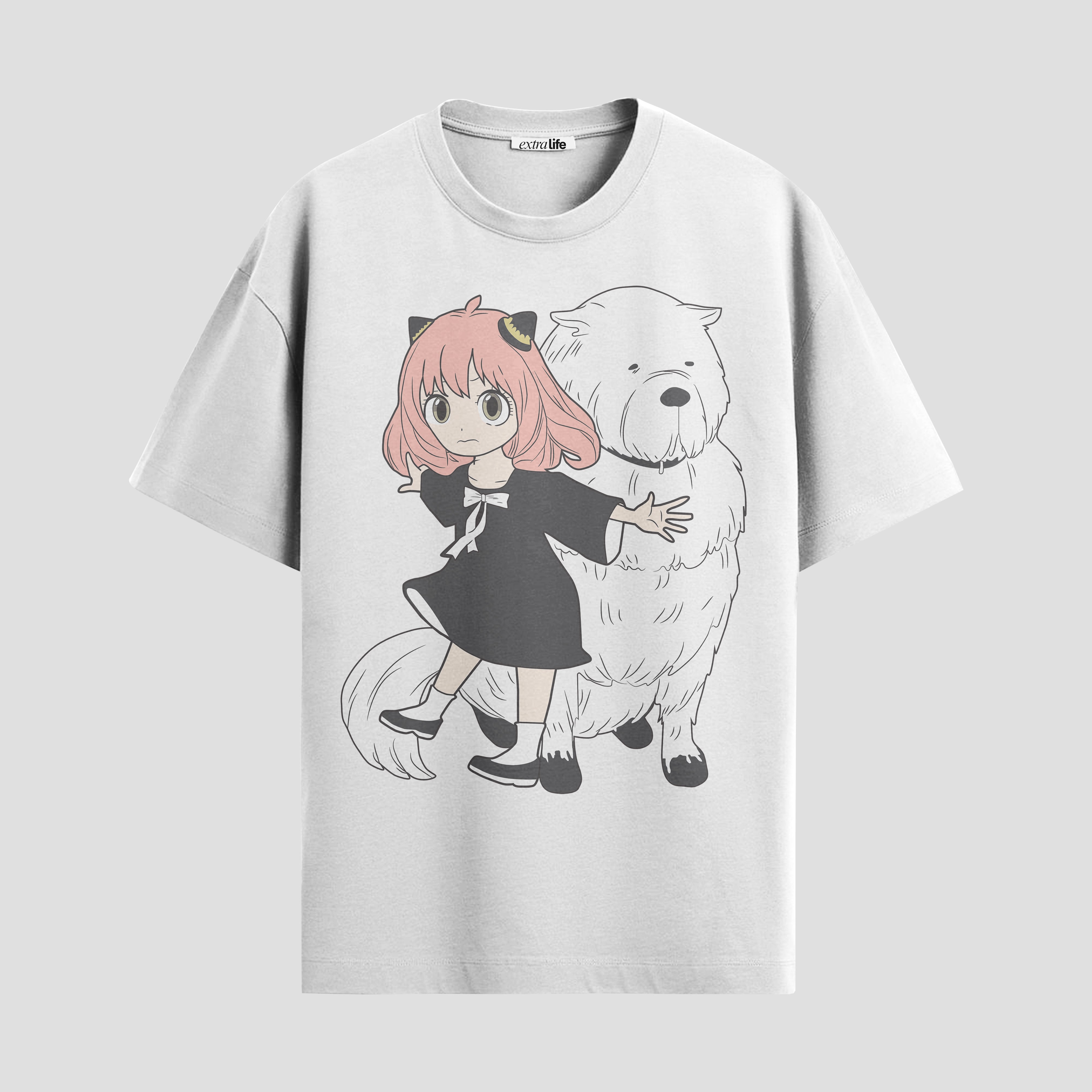 Playera urbana de anime y gaming ExtraLife MX, corte Standard Fit unisex ligero y transpirable en color Deep Black y Pure White, ropa de uso diario para gym y casual.
