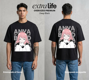 Familia de Operativos | Waku Waku del Bien #04143 - Playera Oversized Premium | Deep Black - Foto en modelo