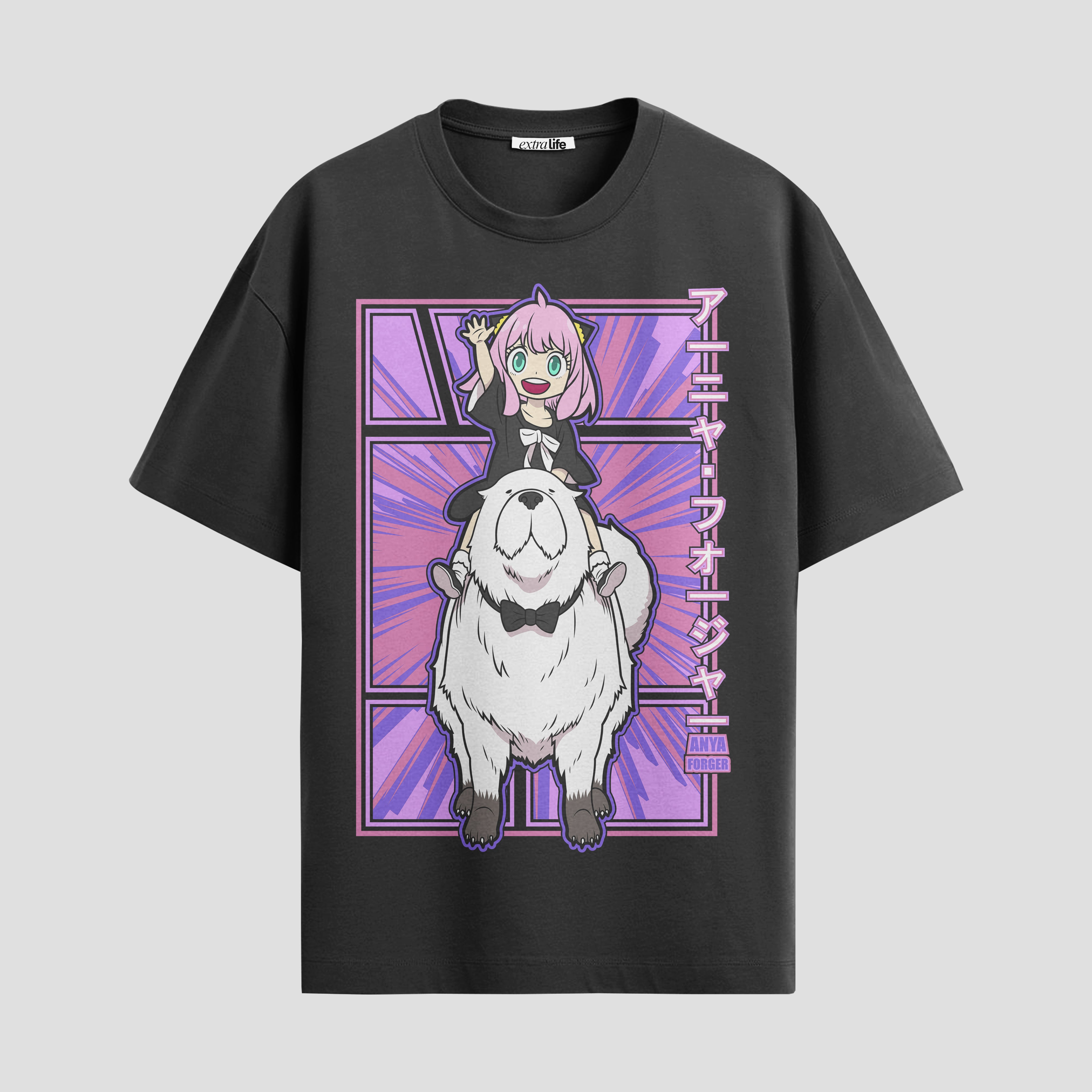 Playera urbana de anime y gaming ExtraLife MX, corte Standard Fit unisex ligero y transpirable en color Deep Black y Pure White, ropa de uso diario para gym y casual.