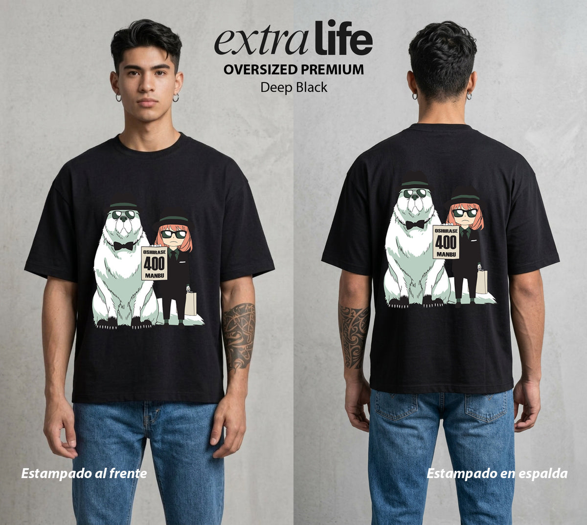 Familia de Operativos | La Hija Secreta #04145 - Playera Oversized Premium | Deep Black - Foto en modelo