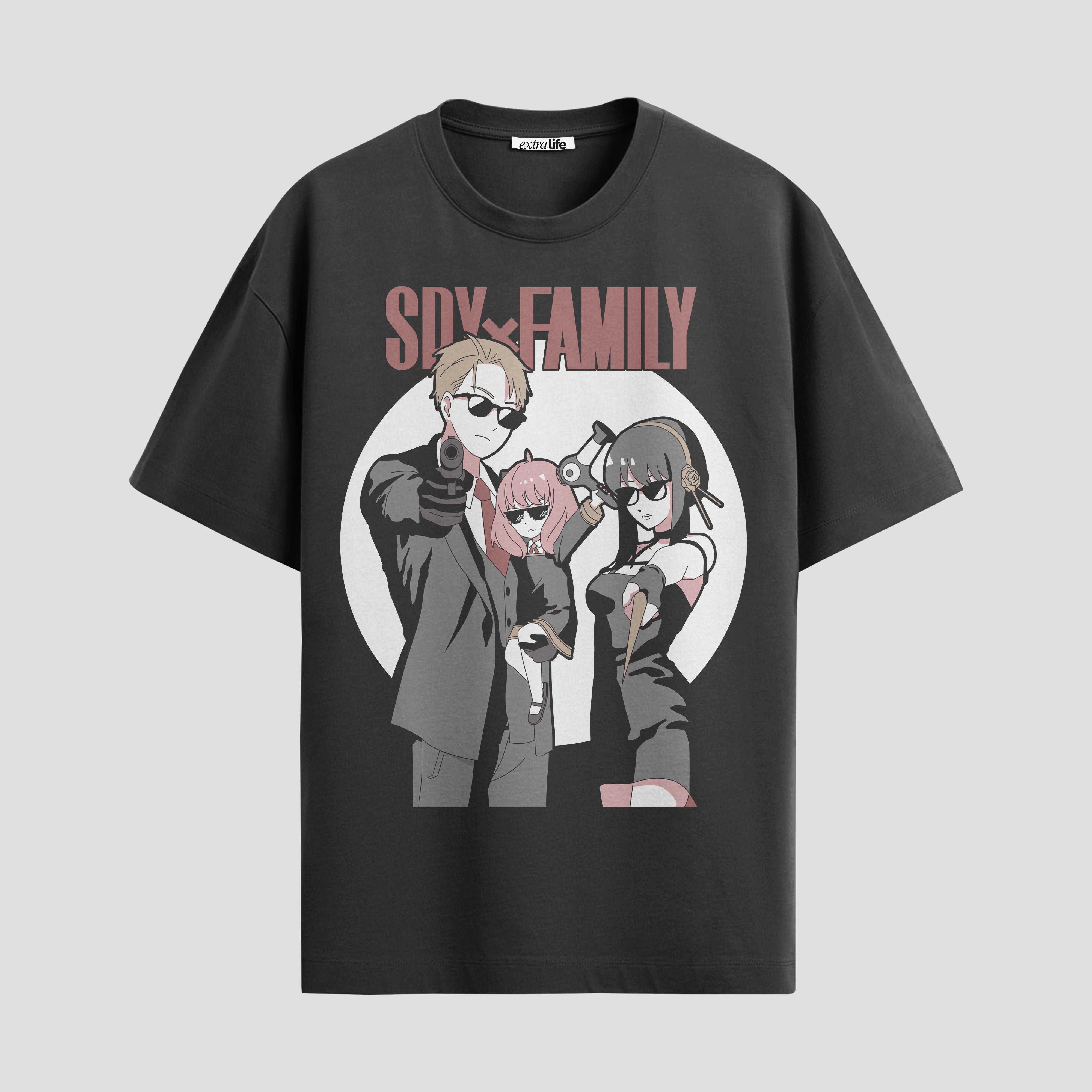 Playera urbana de anime y gaming ExtraLife MX, corte Standard Fit unisex ligero y transpirable en color Deep Black y Pure White, ropa de uso diario para gym y casual.