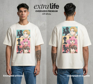 Familia de Operativos | La Familia del Secreto #04162 - Playera Oversized Premium | Off White - Foto en modelo
