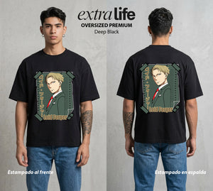 Familia de Operativos | El Agente del Hogar #04168 - Playera Oversized Premium | Deep Black - Foto en modelo