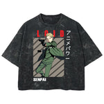 Playera streetwear premium de anime y gaming ExtraLife MX, corte boxy deluxe mineral wash heavyweight en color Acid Wash, moda urbana mexicana de culto.