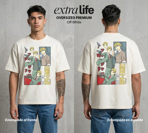 Familia de Operativos | El Agente del Hogar #04173 - Playera Oversized Premium | Off White - Foto en modelo