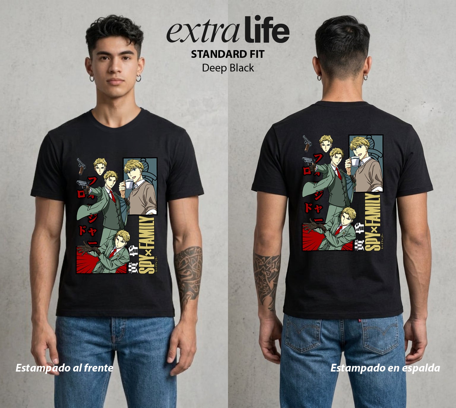 Familia de Operativos | El Agente del Hogar #04173 - Playera Standard Fit | Deep Black - Foto en modelo