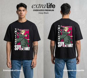 Familia de Operativos | El Agente del Hogar #04175 - Playera Oversized Premium | Deep Black - Foto en modelo