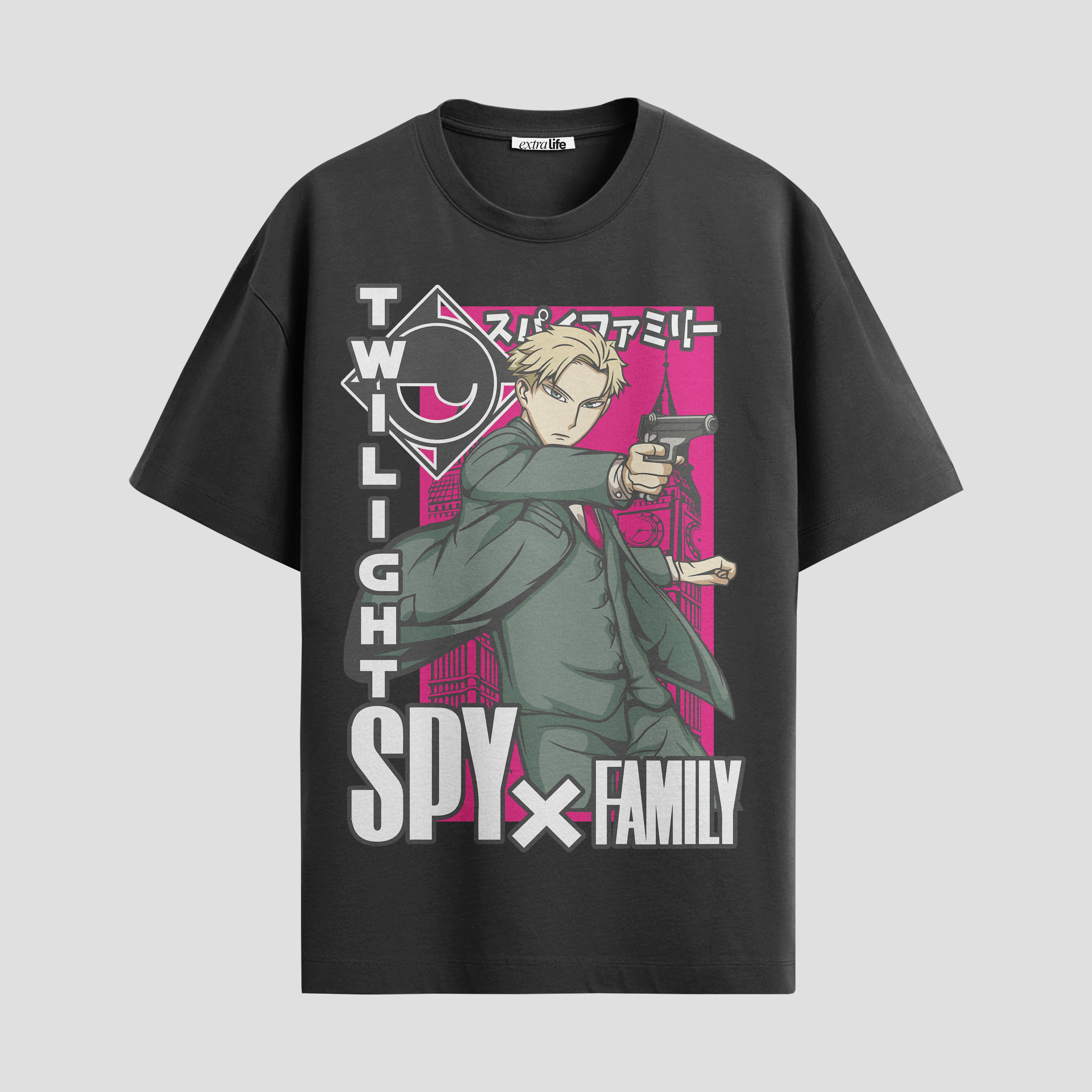 Playera urbana de anime y gaming ExtraLife MX, corte Standard Fit unisex ligero y transpirable en color Deep Black y Pure White, ropa de uso diario para gym y casual.