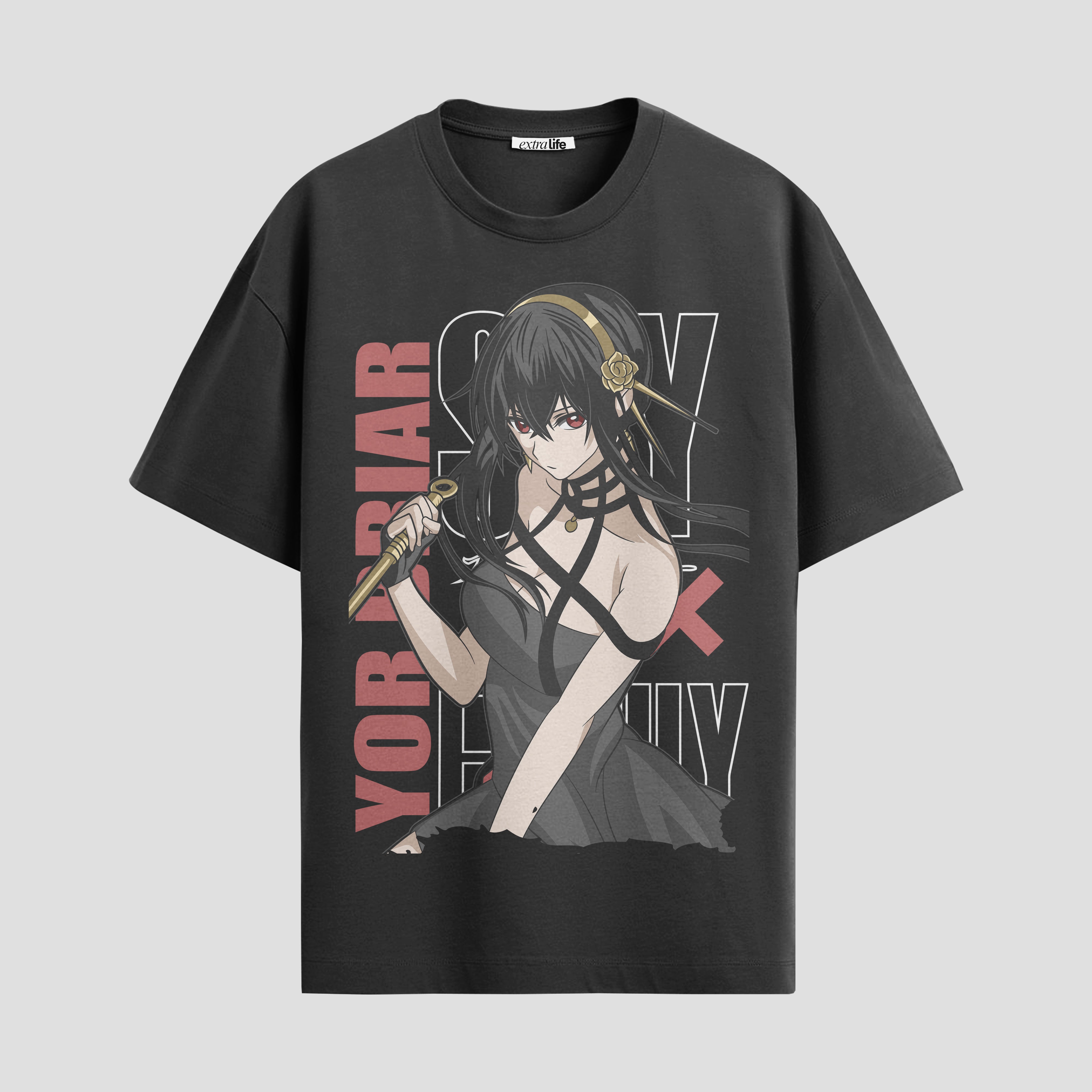 Playera urbana de anime y gaming ExtraLife MX, corte Standard Fit unisex ligero y transpirable en color Deep Black y Pure White, ropa de uso diario para gym y casual.