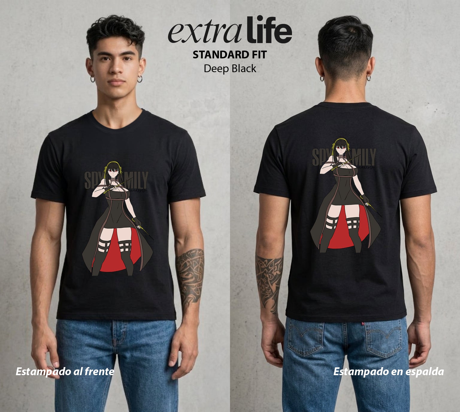 Familia de Operativos | La Guerrera del Hogar #04181 - Playera Standard Fit | Deep Black - Foto en modelo