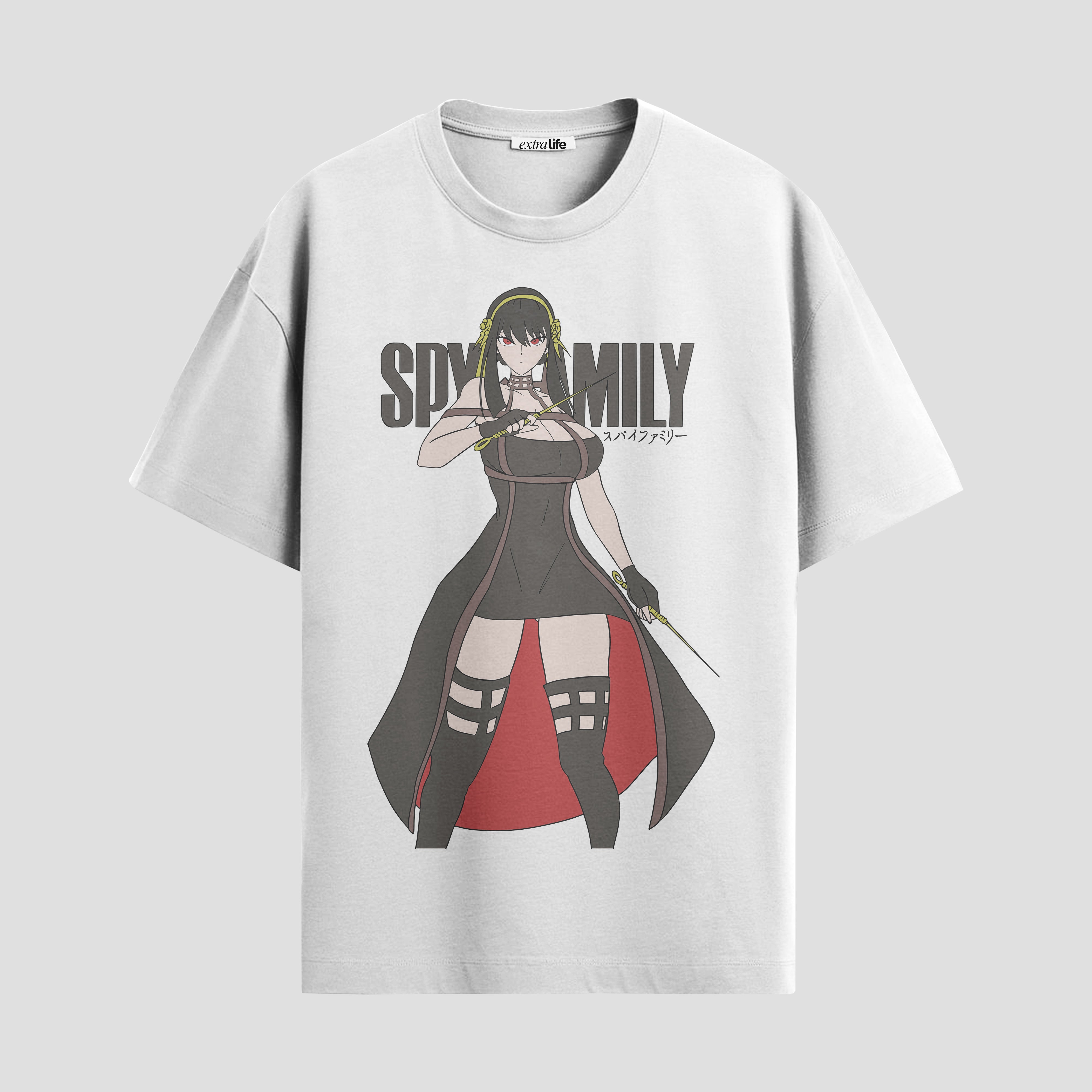 Playera urbana de anime y gaming ExtraLife MX, corte Standard Fit unisex ligero y transpirable en color Deep Black y Pure White, ropa de uso diario para gym y casual.