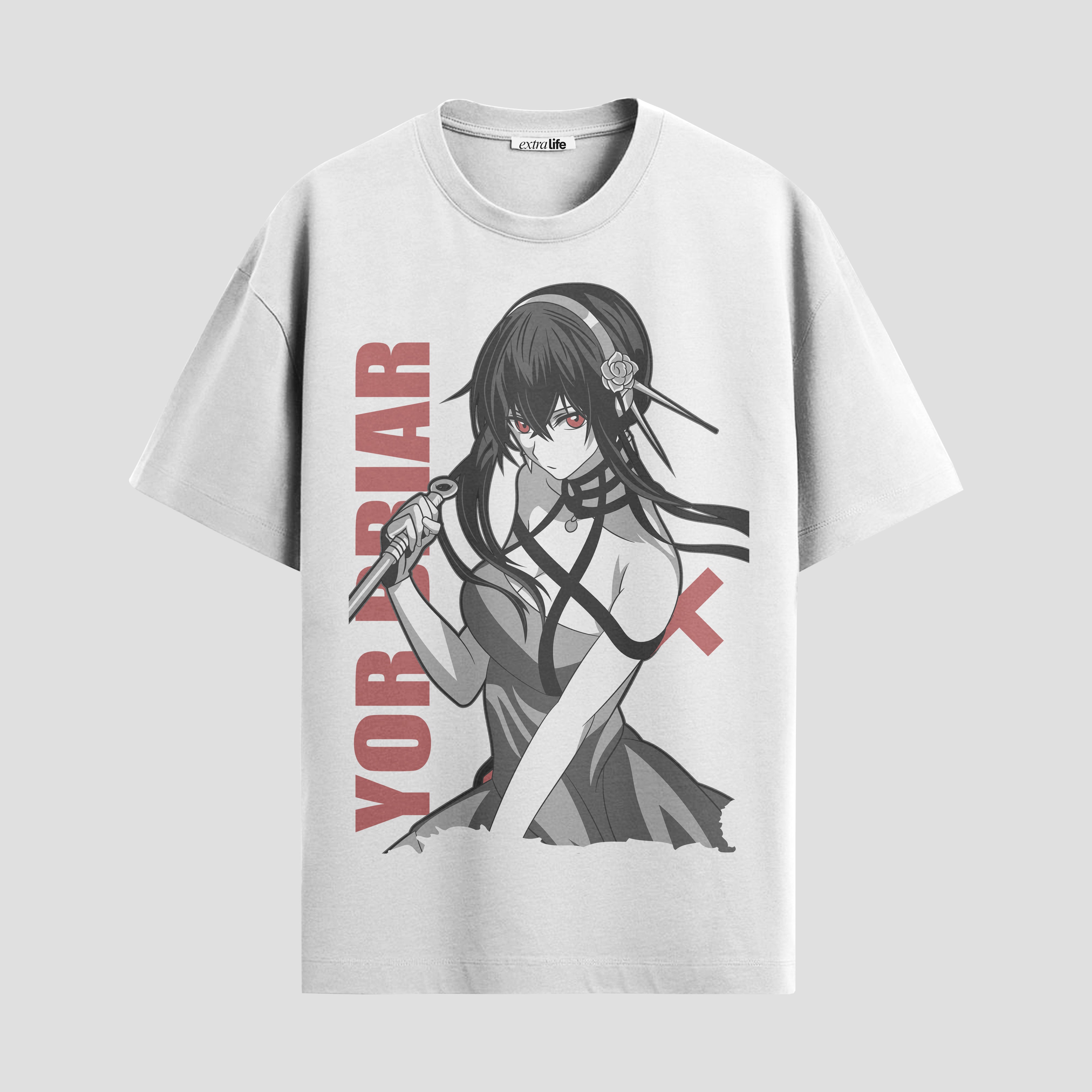 Playera urbana de anime y gaming ExtraLife MX, corte Standard Fit unisex ligero y transpirable en color Deep Black y Pure White, ropa de uso diario para gym y casual.