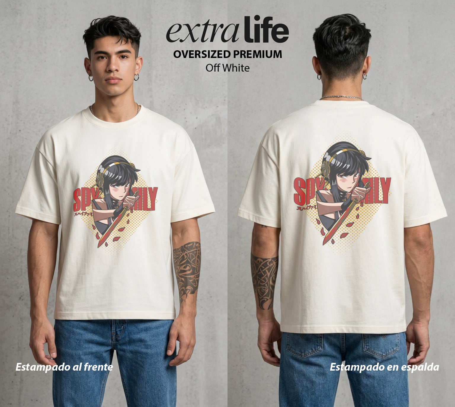 Familia de Operativos | La Madre Asesina #04183 - Playera Oversized Premium | Off White - Foto en modelo