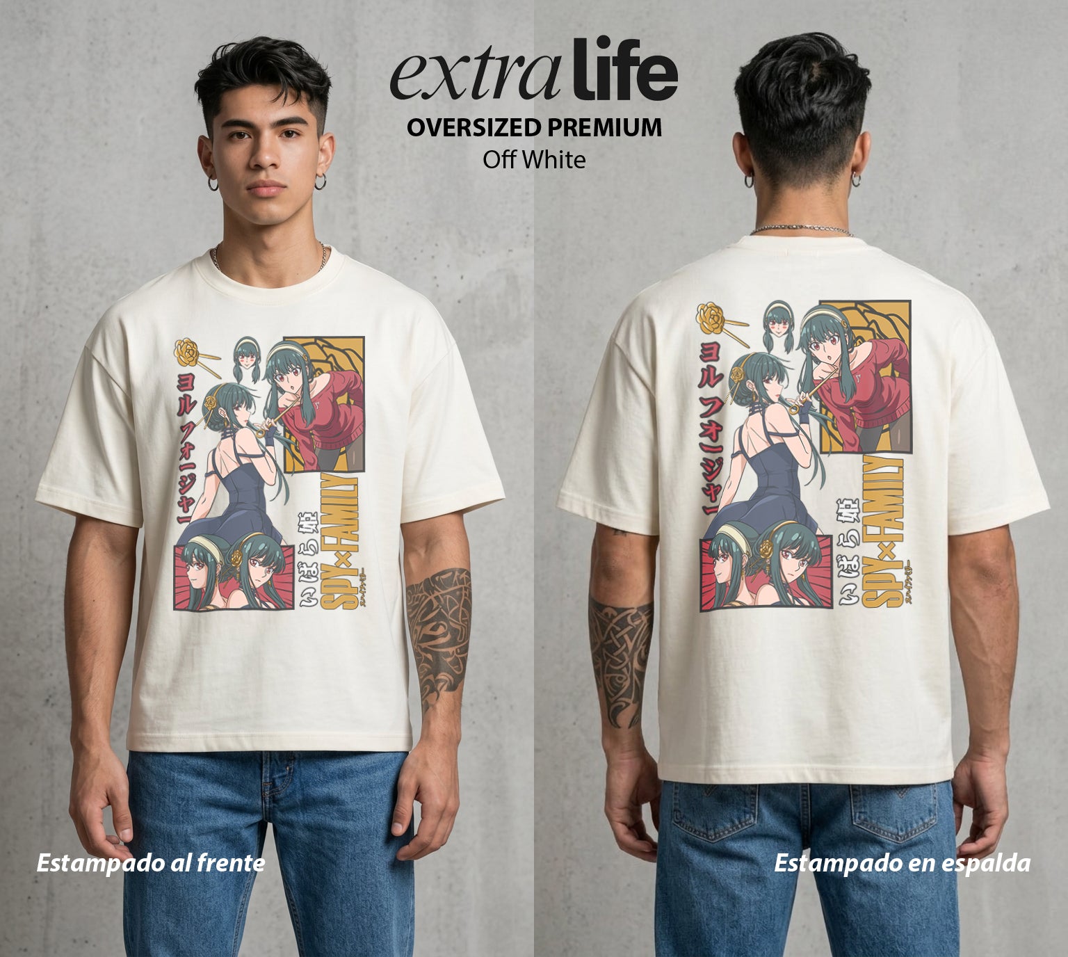 Familia de Operativos | La Asesina con Corazon #04184 - Playera Oversized Premium | Off White - Foto en modelo