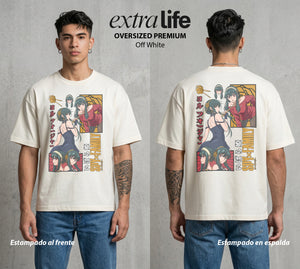 Familia de Operativos | La Asesina con Corazon #04184 - Playera Oversized Premium | Off White - Foto en modelo