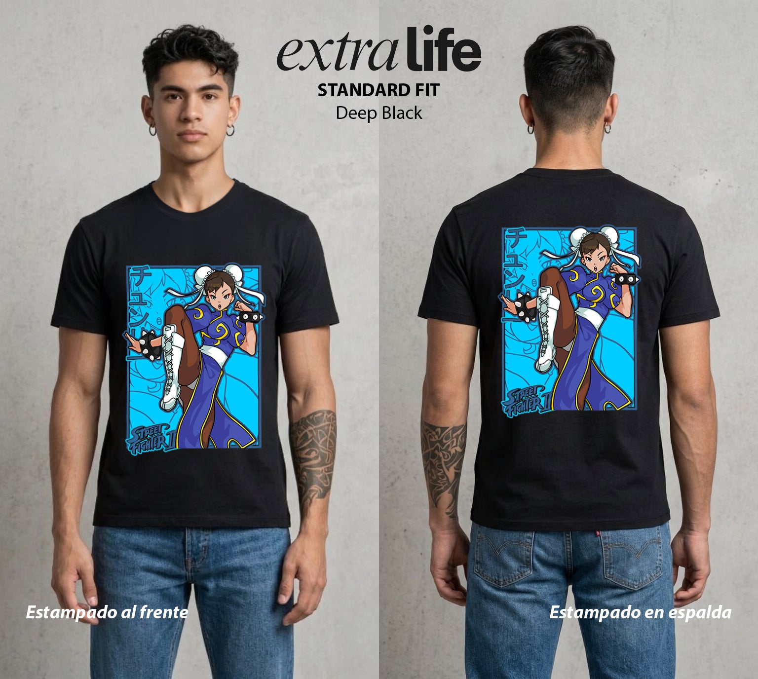 El Torneo Callejero | La Mas Poderosa del Torneo #04191 - Playera Standard Fit | Deep Black - Foto en modelo
