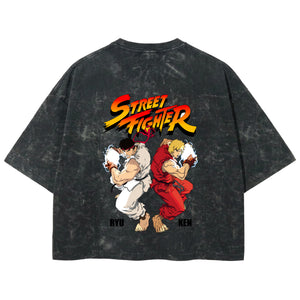 Playera streetwear premium de anime y gaming ExtraLife MX, corte boxy deluxe mineral wash heavyweight en color Acid Wash, moda urbana mexicana de culto.