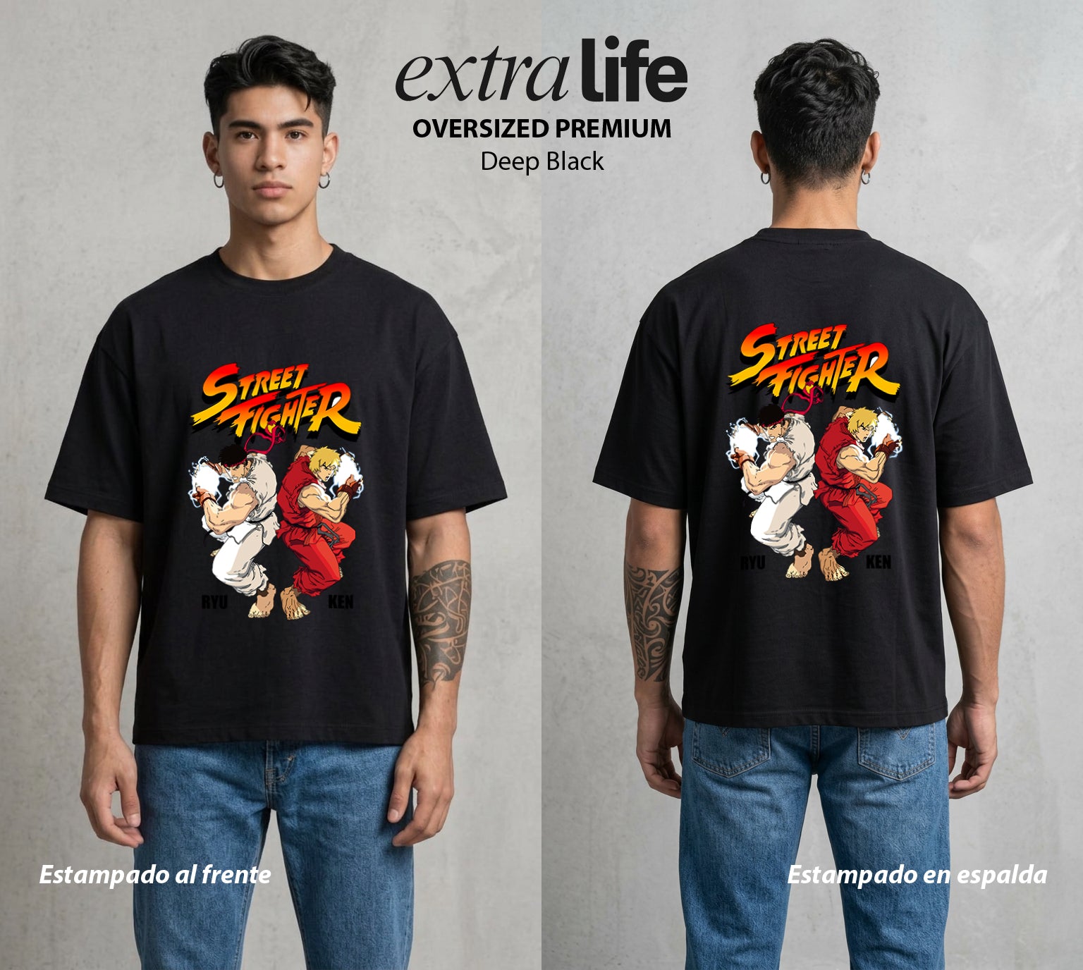 El Torneo Callejero | El Discipulo del Maestro #04192 - Playera Oversized Premium | Deep Black - Foto en modelo