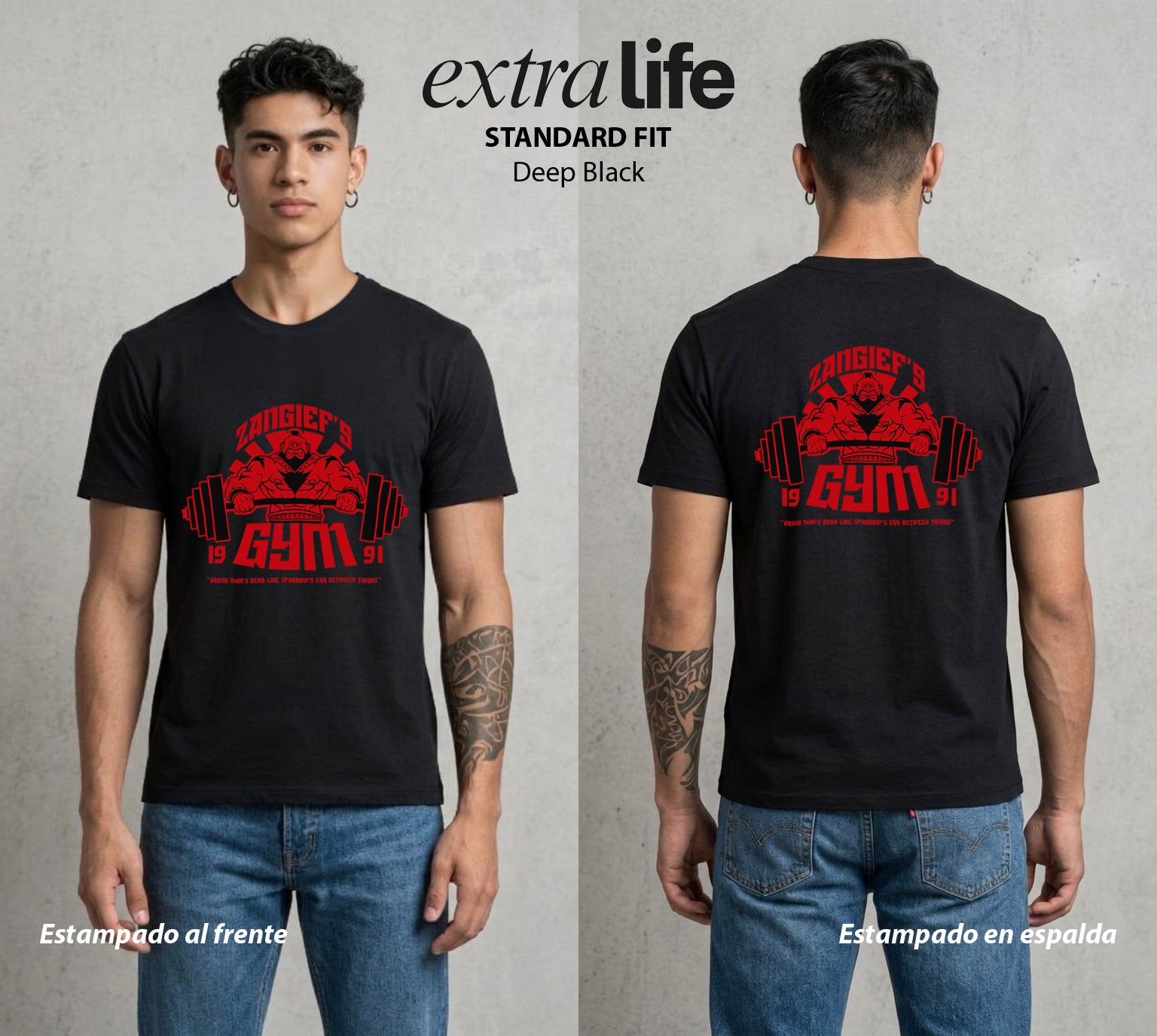 El Torneo Callejero | El Oso del Ring en el Gym #04194 - Playera Standard Fit | Deep Black - Foto en modelo