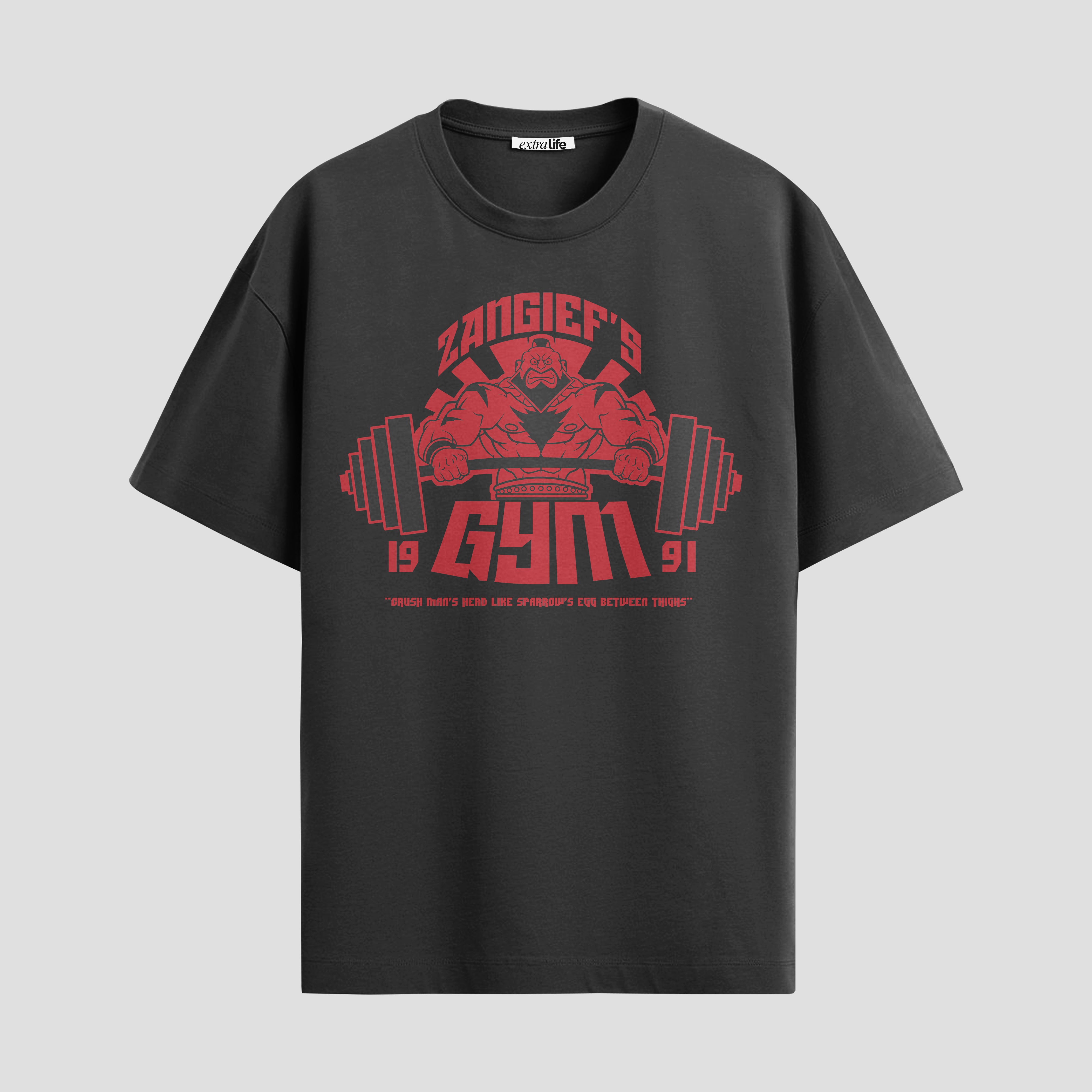 Playera urbana de anime y gaming ExtraLife MX, corte Standard Fit unisex ligero y transpirable en color Deep Black y Pure White, ropa de uso diario para gym y casual.