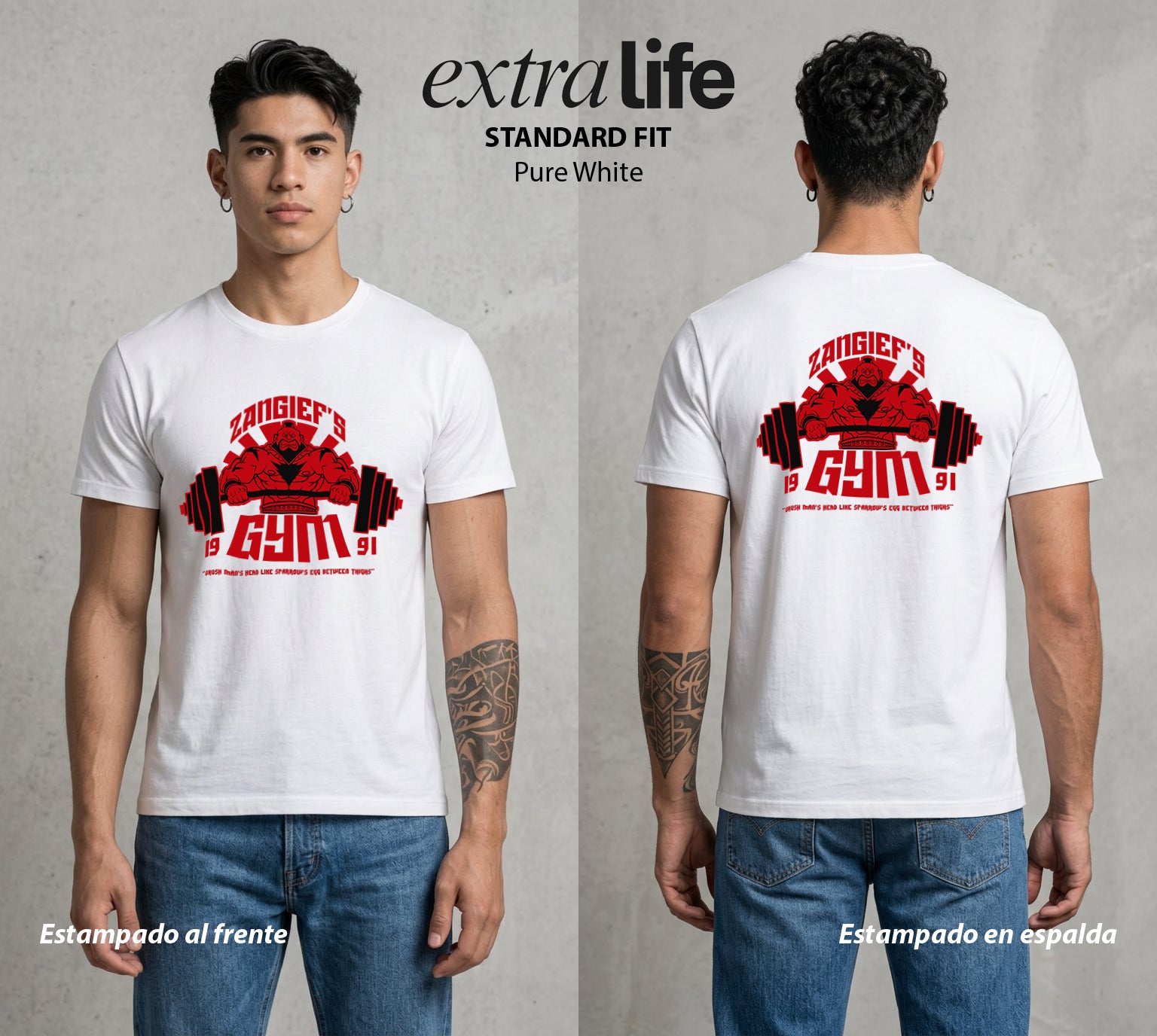 El Torneo Callejero | El Oso del Ring en el Gym #04194 - Playera Standard Fit | Pure White - Foto en modelo