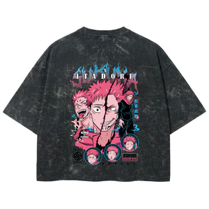 Playera streetwear premium de anime y gaming ExtraLife MX, corte boxy deluxe mineral wash heavyweight en color Acid Wash, moda urbana mexicana de culto.
