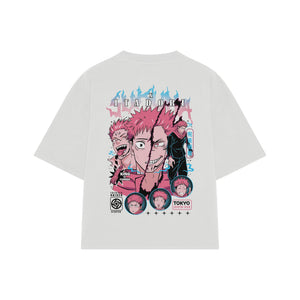 Playera streetwear premium de anime y gaming ExtraLife MX, corte oversized drop shoulder ligero y fresco en color Deep Black y Off-White, moda urbana mexicana de culto.