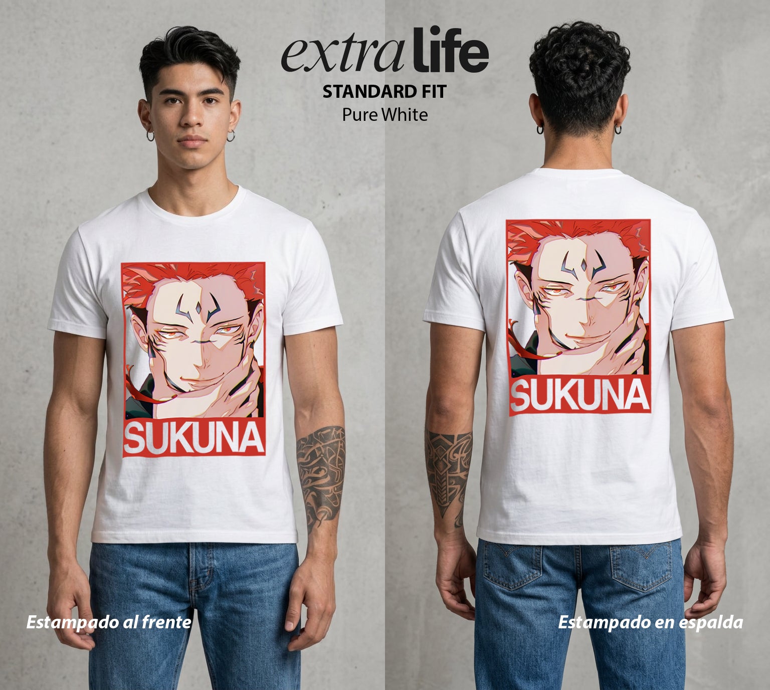El Arte de las Maldiciones | El Rey de las Maldiciones #04201 - Playera Standard Fit | Pure White - Foto en modelo