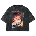 Playera streetwear premium de anime y gaming ExtraLife MX, corte boxy deluxe mineral wash heavyweight en color Acid Wash, moda urbana mexicana de culto.