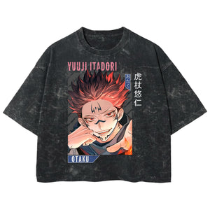 Playera streetwear premium de anime y gaming ExtraLife MX, corte boxy deluxe mineral wash heavyweight en color Acid Wash, moda urbana mexicana de culto.