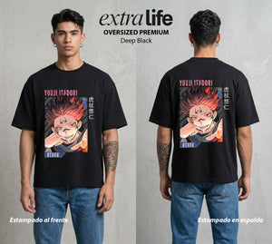 El Arte de las Maldiciones | La Maldicion Original #04204 - Playera Oversized Premium | Deep Black - Foto en modelo