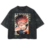 Playera streetwear premium de anime y gaming ExtraLife MX, corte boxy deluxe mineral wash heavyweight en color Acid Wash, moda urbana mexicana de culto.