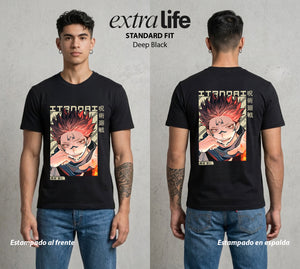 El Arte de las Maldiciones | El Caos Incarnado #04206 - Playera Standard Fit | Deep Black - Foto en modelo