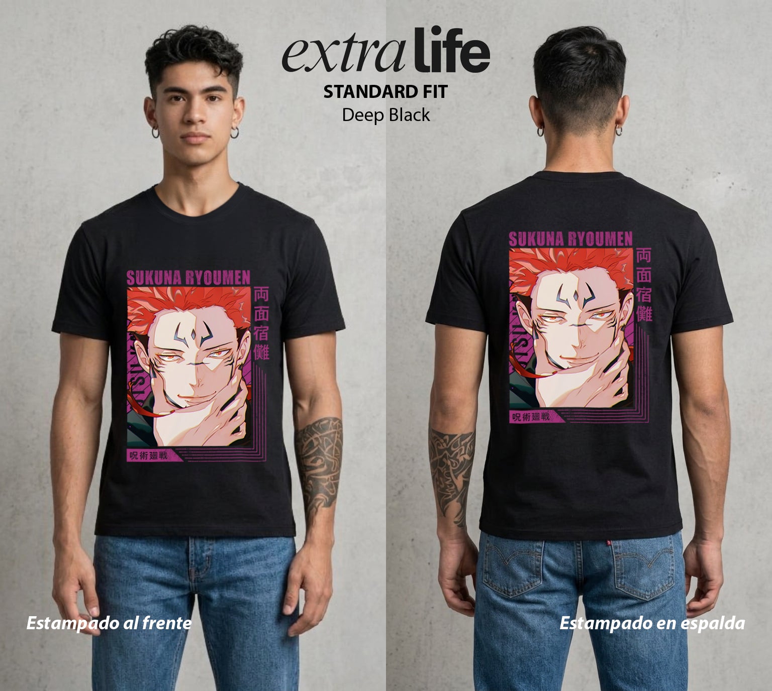 El Arte de las Maldiciones | Rey de Diez Manos #04207 - Playera Standard Fit | Deep Black - Foto en modelo