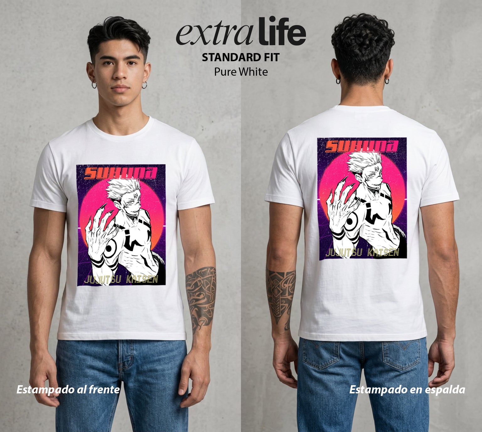 El Arte de las Maldiciones | El Rey de las Maldiciones #04209 - Playera Standard Fit | Pure White - Foto en modelo