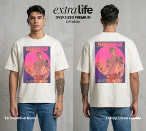 El Arte de las Maldiciones | El Ser del Caos Antiguo #04210 - Playera Oversized Premium | Off White - Foto en modelo