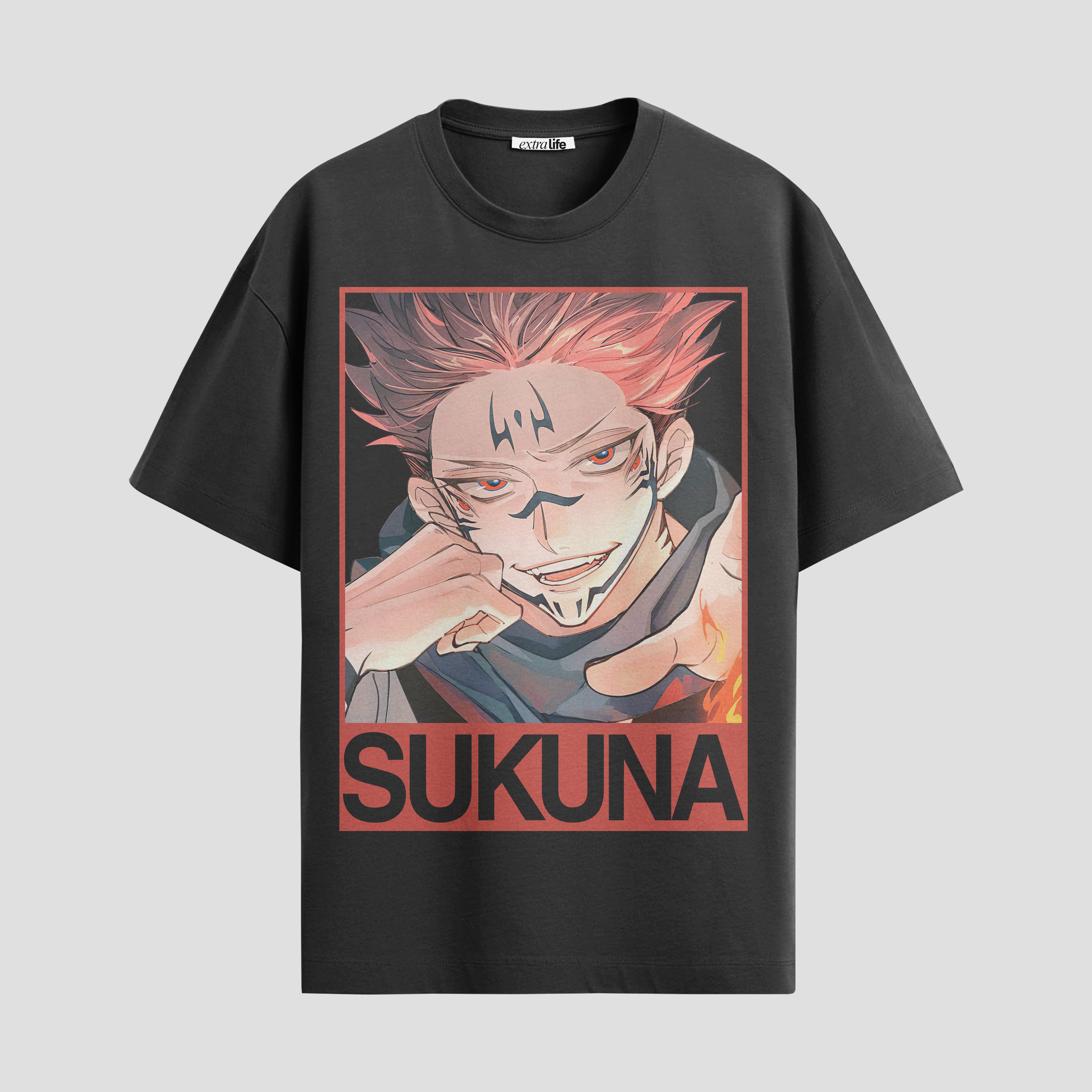 Playera urbana de anime y gaming ExtraLife MX, corte Standard Fit unisex ligero y transpirable en color Deep Black y Pure White, ropa de uso diario para gym y casual.